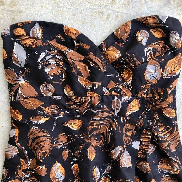 Tibi Dress Silk Strapless Floral Print Black Sweetheart Neckline 0 - Picture 4 of 7